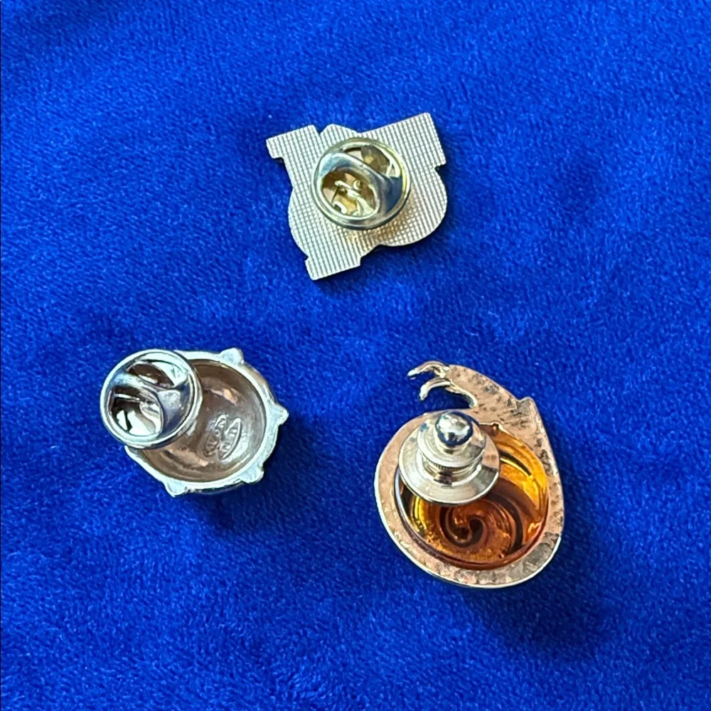 Avon Red Heart, Red & Black Ladybug, and Gold Snail Enamel Pin Set